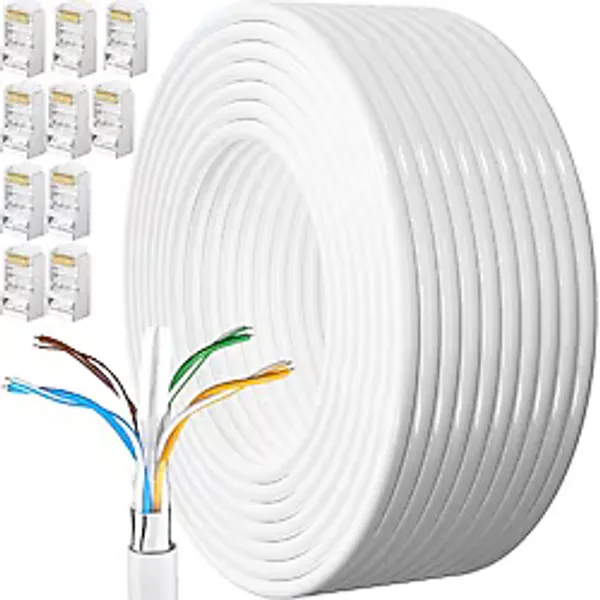 MEIPEK Ethernet Kablosu 50 Metre Cat 6 Yüksek Hızlı 1000Mbps 250MHz Koruması Internet Kablosu Beyaz Lan Kablosu Uzun 160ft Network Kablosu 50M Kurulum Ethernet Kabloları