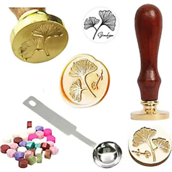 Mektup Damga Mühürü Gingko + 30 Mühür Mumu + Eritme Kaşığı