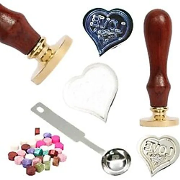 Mektup Damga Mühürü Love Kalp + 30 Mühür Mumu + Eritme Kaşığı
