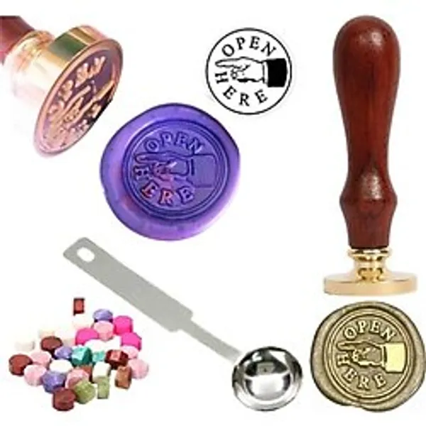 Mektup Damga Mühürü Open Here + 30 Mühür Mumu + Eritme Kaşığı
