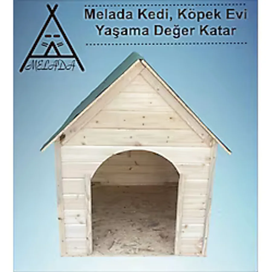 Melada Mobilya Köpek Kulübesi Büyük Boy Ahşap 100X100X78 cm