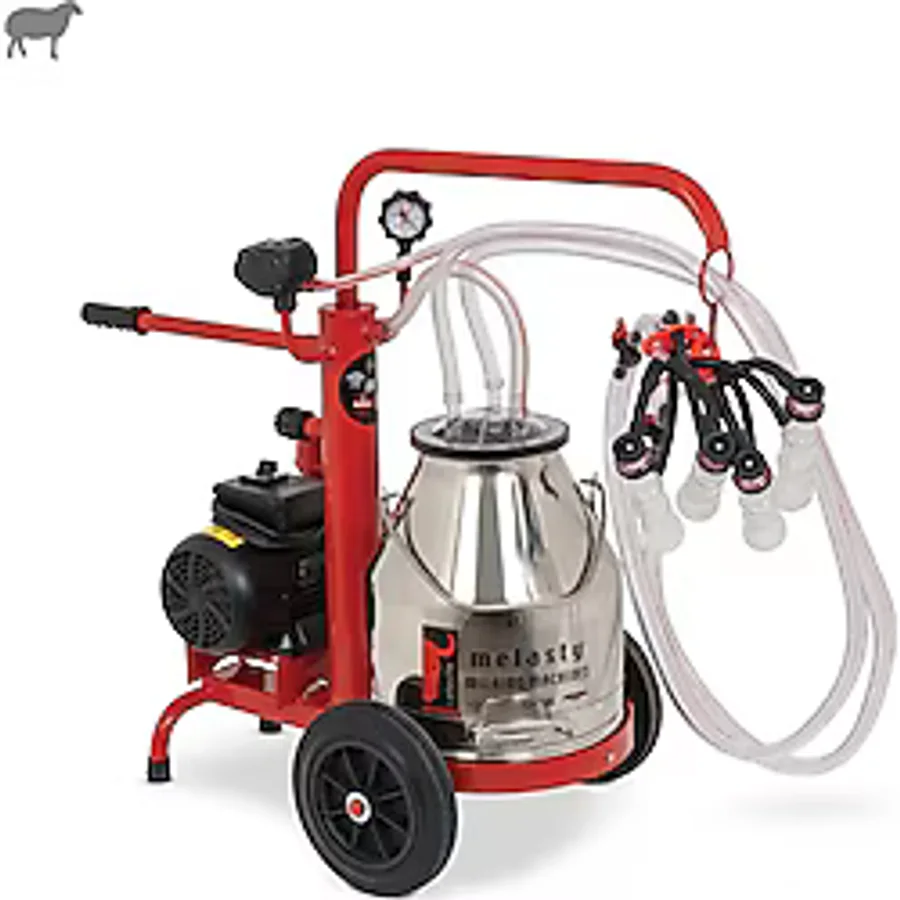 Melasty Ecomini İkili Koyun Süt Sağma Makinesi (Paslanmaz Güğüm - Silikon Memelik) (Yağlı Pompa)