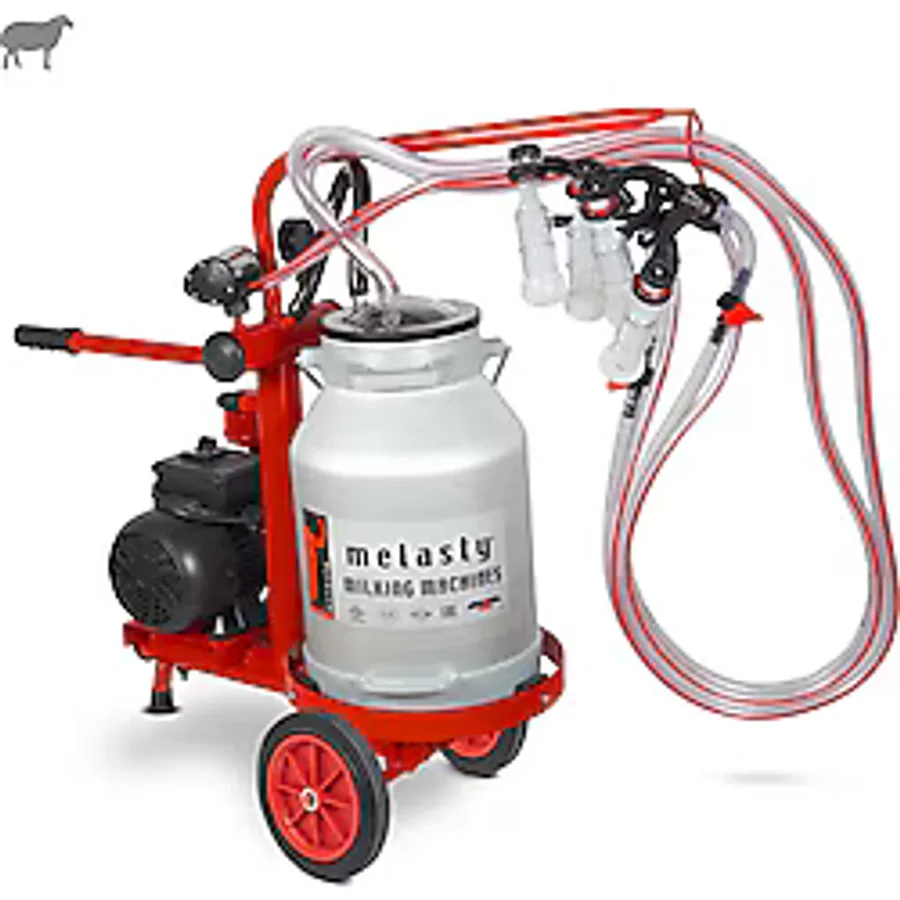 Melasty Ecomini Last Point İkili Koyun Süt Sağma Makinesi (Alüminyum Güğüm - Silikon Memelik) (Kuru Pompa)