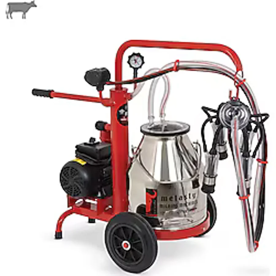 Melasty Ecomini Tekli İnek Süt Sağma Makinesi (Paslanmaz Güğüm - Kauçuk Memelik) (Kuru Pompa)