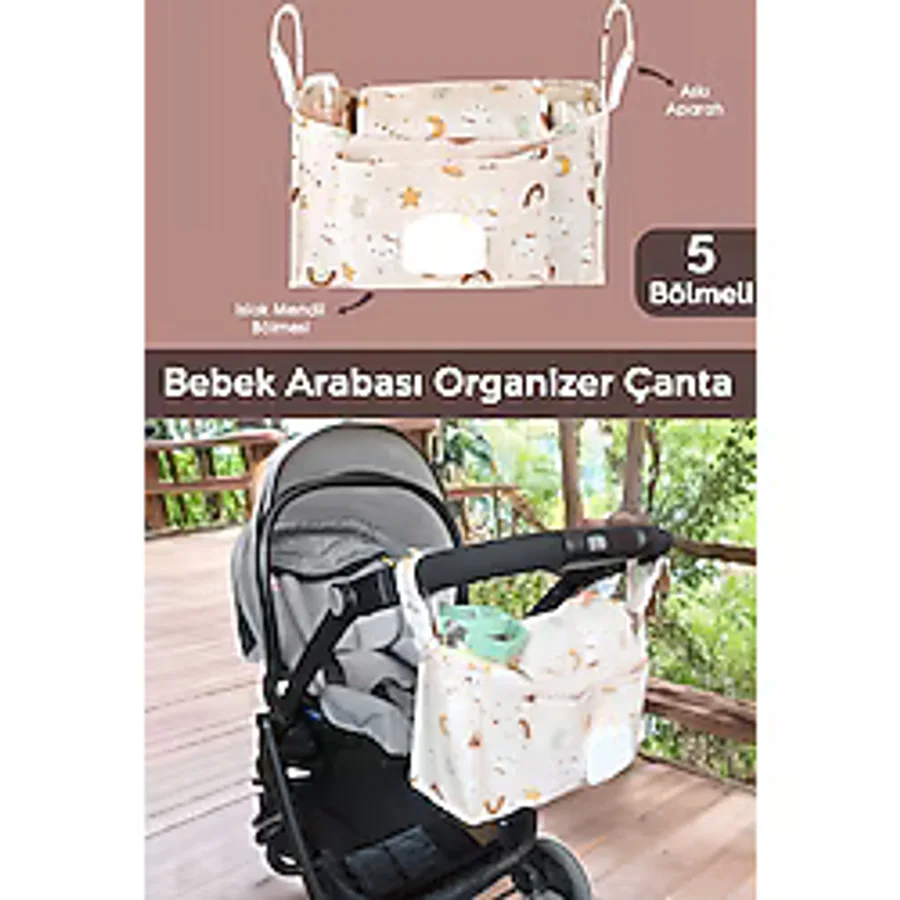 Meleni Baby Bebek Arabası Organizer Çanta - Anne Bebek Bakım Çantası - Puset Düzenleyici - Stroller Bag