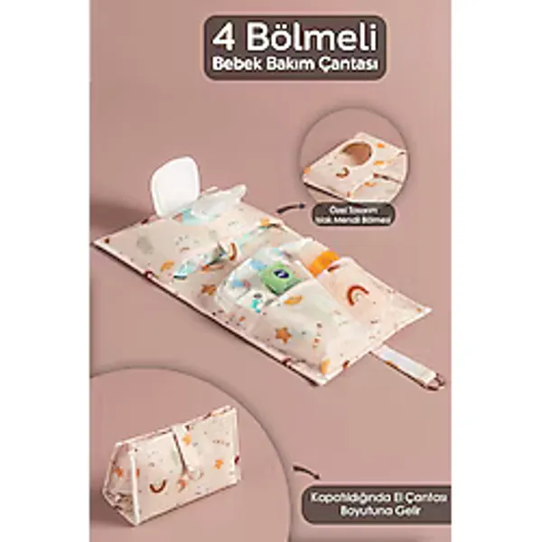 Meleni Baby Çok Amaçlı Bebek Bakım Çantası Organizer Çok Gözlü Alt Açma Düzenleme Minderi