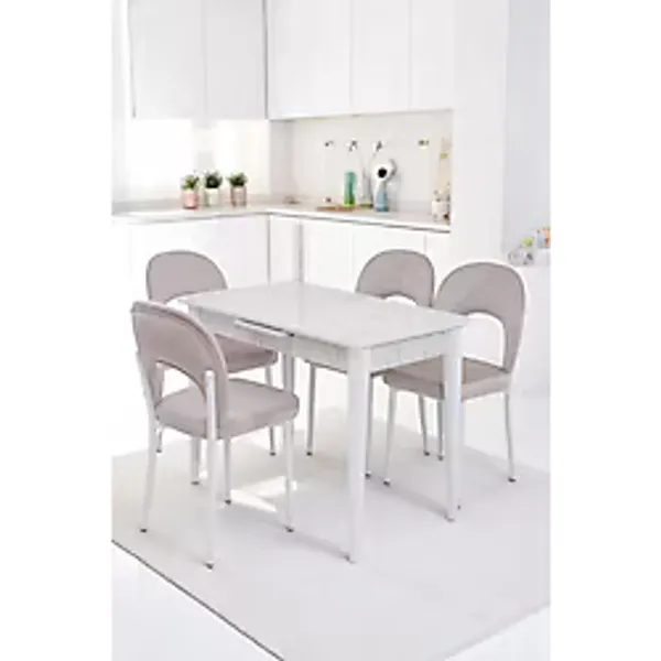 Melisa Hilal Lak Panel Açılır Mutfak Masa Sandalye Takımı 60X100