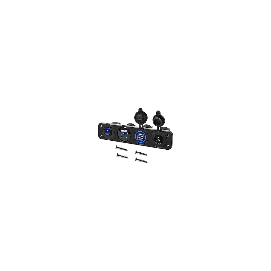 Mellifera Araç Şarj Anahtar Paneli USB Çakmak Soketi Led Voltmetre ON/OFF Anahtar 12V/24V Kamyon Karavan Tekne