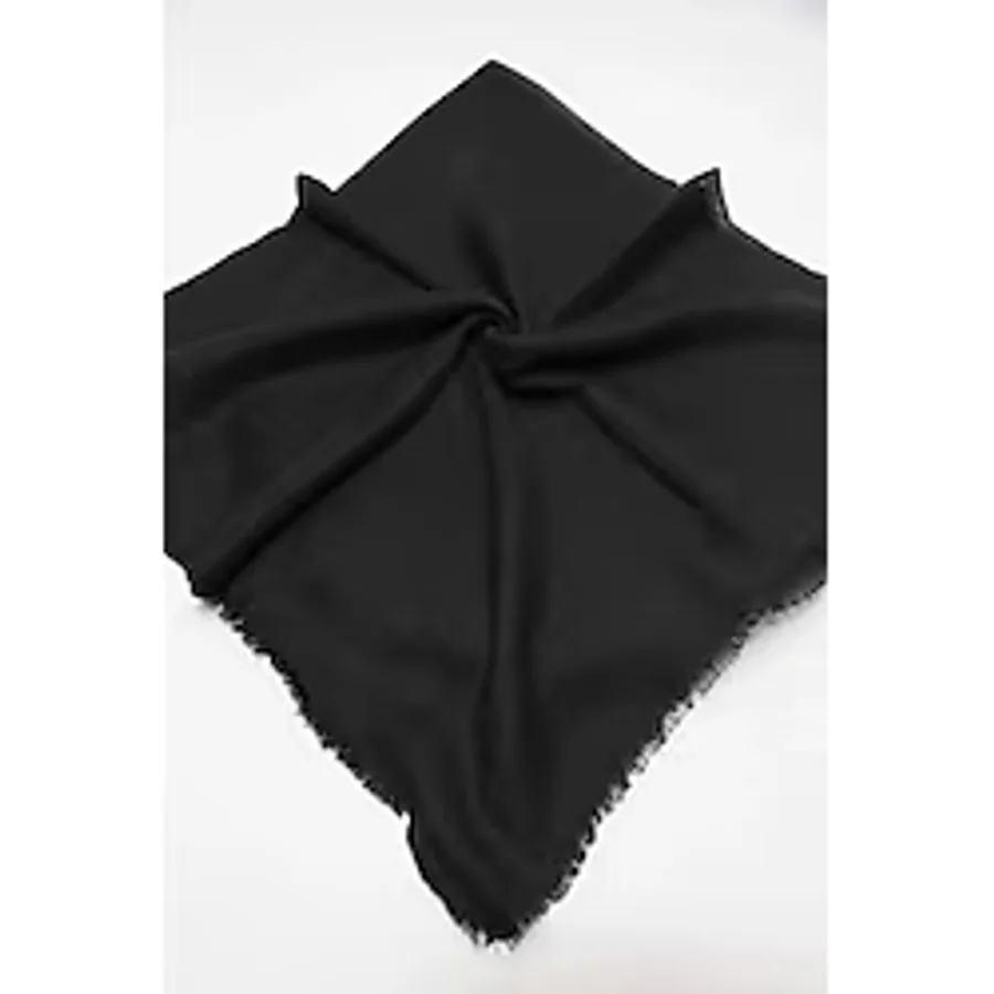 Melodi Scarf Kadın Tesettür Flamlı Eşarp Düz Flamlı Tülbent Siyah