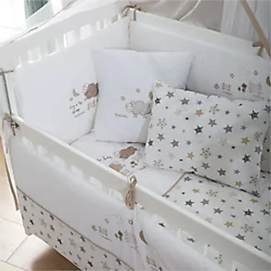 Meltem Kids Kuzu Nakışlı Pamuklu Bebek Uyku Seti 60 x 120 CM Ekru