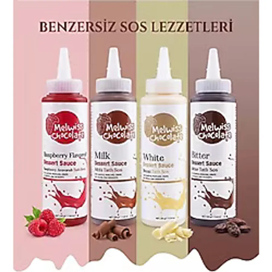 Melwiss Chocolate Sos 330 gr Waffle-Krep-Pankek Sosu Karma Set 4 lü