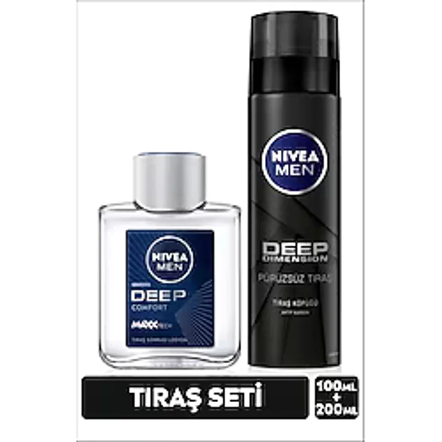 MEN Erkek Deep Dimension Tıraş Seti, Tıraş Köpüğü 200ml ve Tıraş Sonrası Losyon 100ml, Kaygan Tıraş