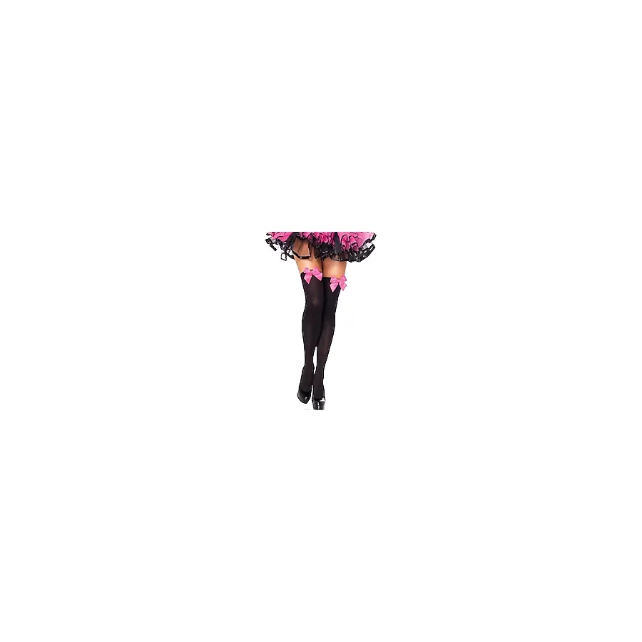 Mena Rise Pembe Fiyonklu Siyah Jartiyer Çorabı TM1155