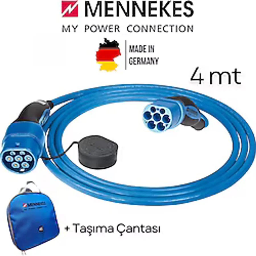 Mennekes 36213 22 kW Tip 2 Soketli 4 m Elektrikli Araç Şarj Kablosu