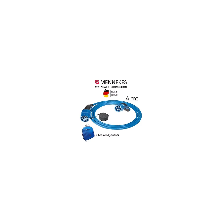 Mennekes Elektrikli Araç Şarj Kablosu 22KW Tip2 4mt