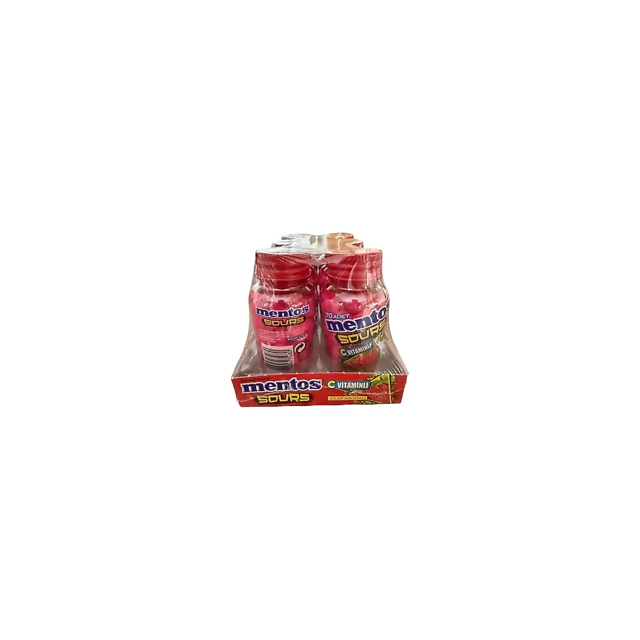 Mentos Sours Çilek Aromalı C Vitaminli Tablet Şekerleme 49 G X 6 Adet