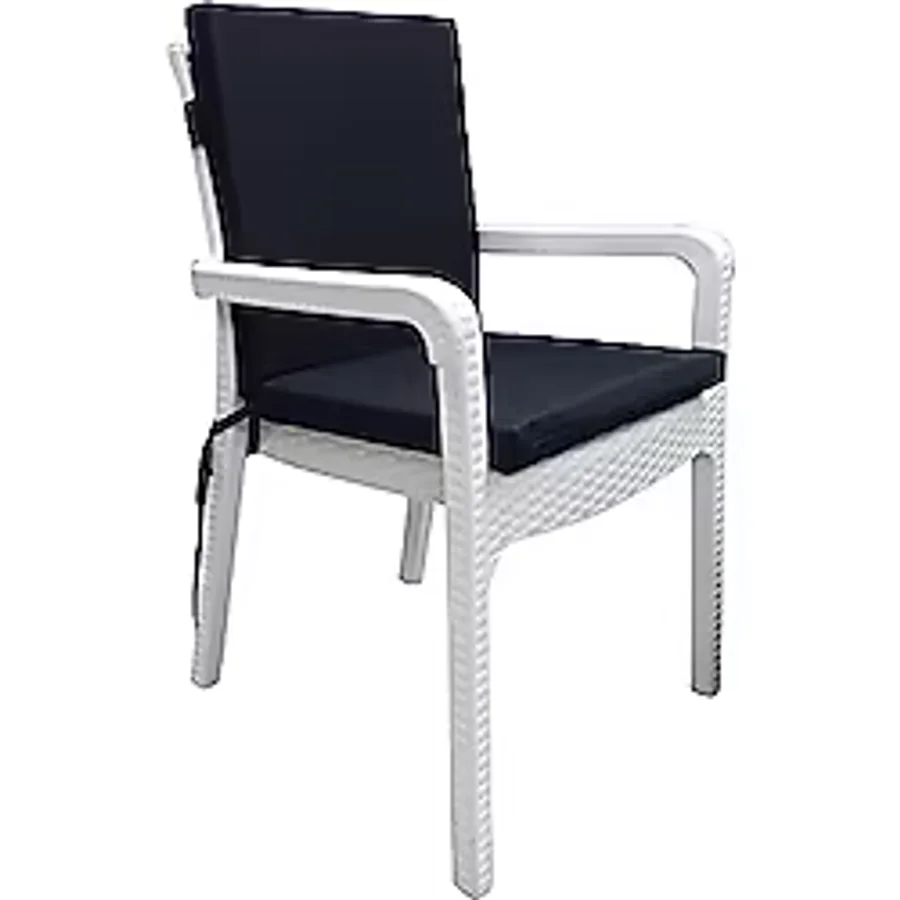 Mer-Tim Bahçe Balkon Salon Siyah Sandalye Minderi (Arkalıklı)