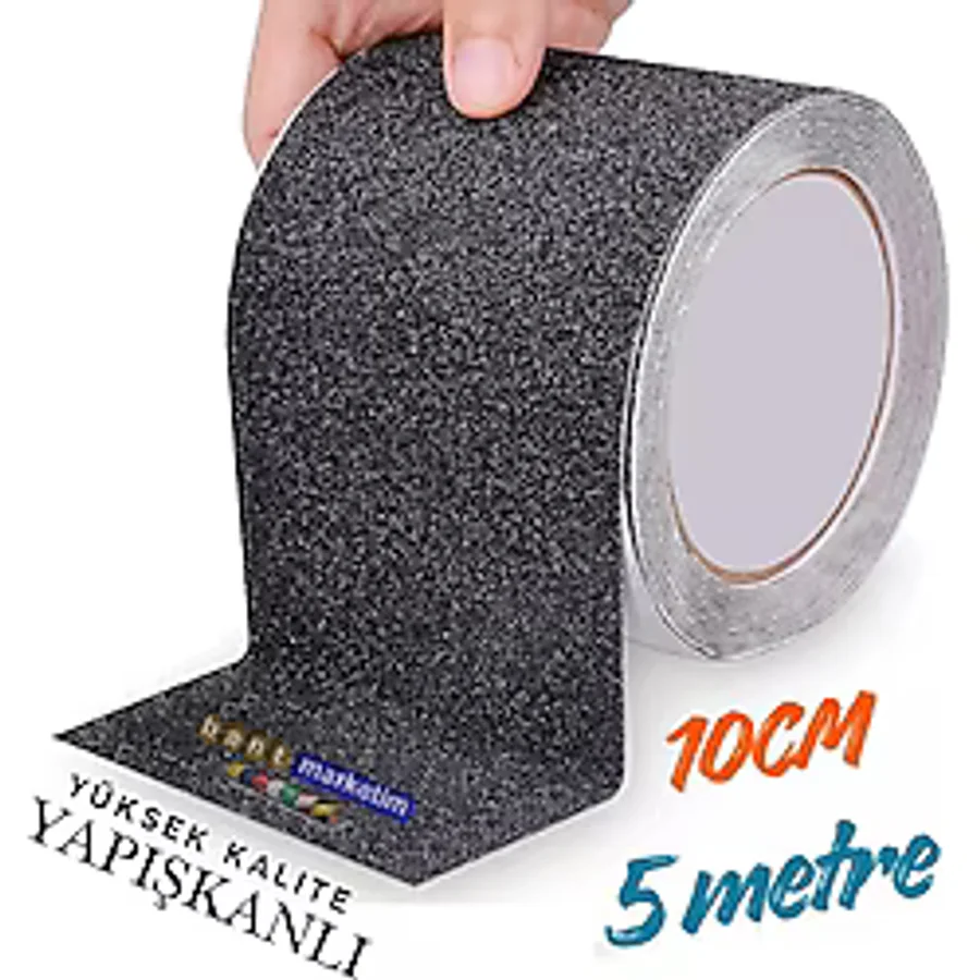 Merdiven ve Zemin Kaydırmaz Kaymaz Bant 10 cm x 5metre Siyah