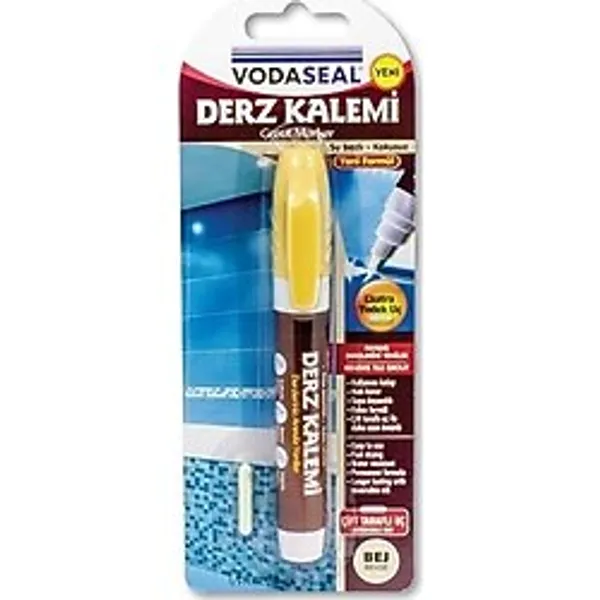 Mergen Vodaseal Çift Uçlu Su Bazlı Kokusuz Kalıcı Derz Kalemi Bej(Clz) - 1 Adet
