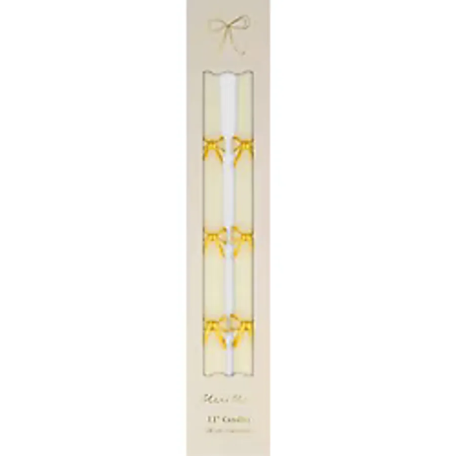 Meri Meri - Gold Bow Taper Candles - Altın Kurdele Detaylı Mumlar (2'li)