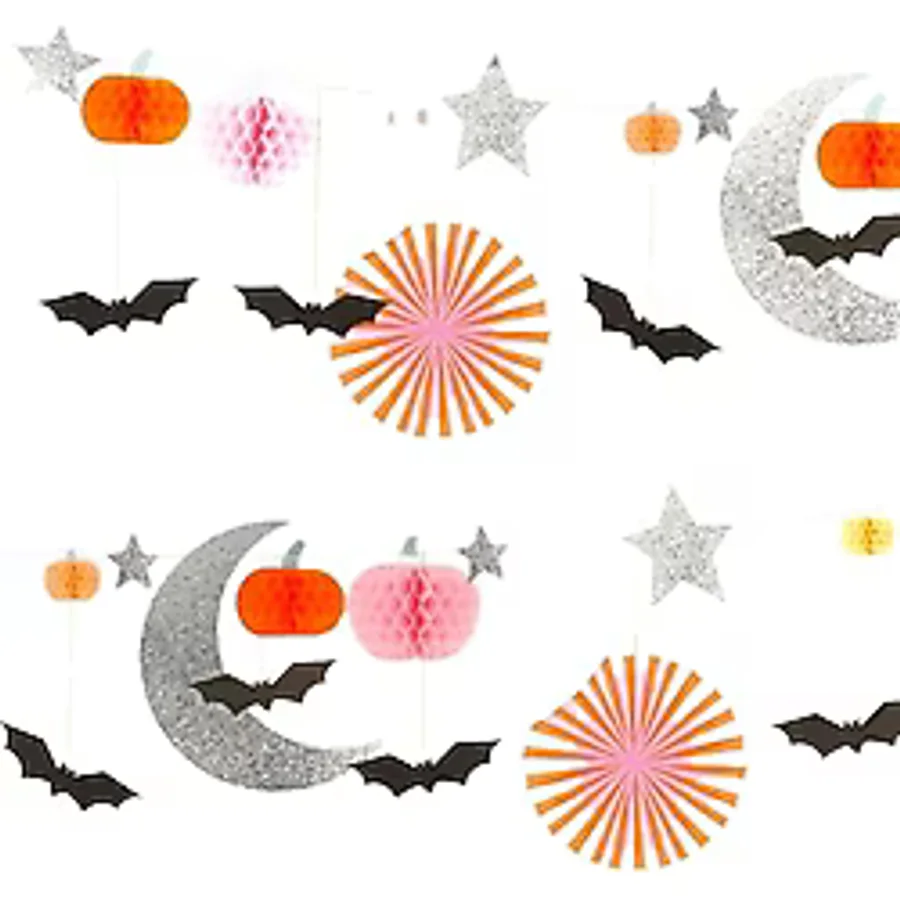 Meri Meri - Pastel Honeycomb Halloween Garland - Halloween Pastel Tonlar Asılan Süs