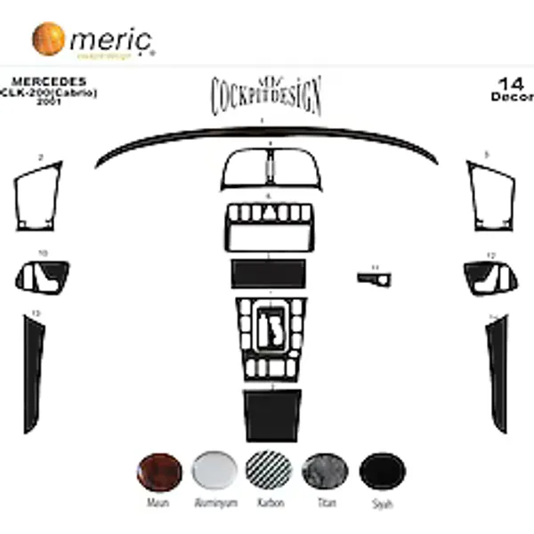 Meriç Mercedes Clk Cabrio Ön Torpido Kaplama 14 Parça 1999-2003 (537461975) renk-maun
