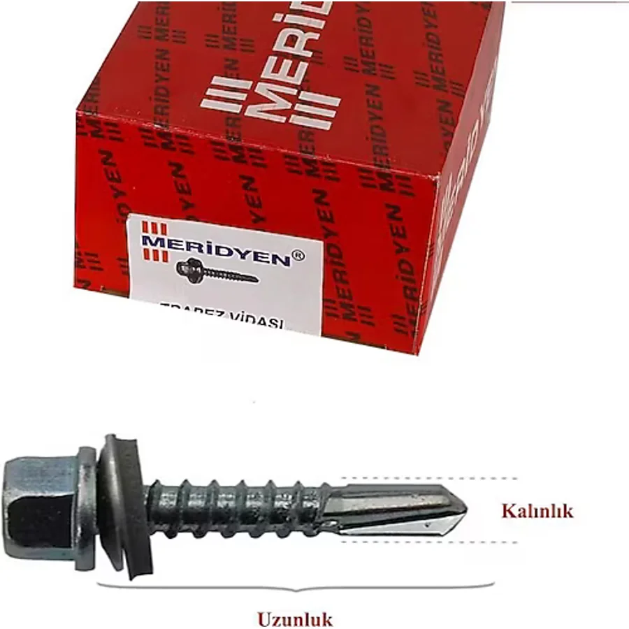 Meridyen Trapez Çatı Vidası 4.8X25 (500'Lü Paket)