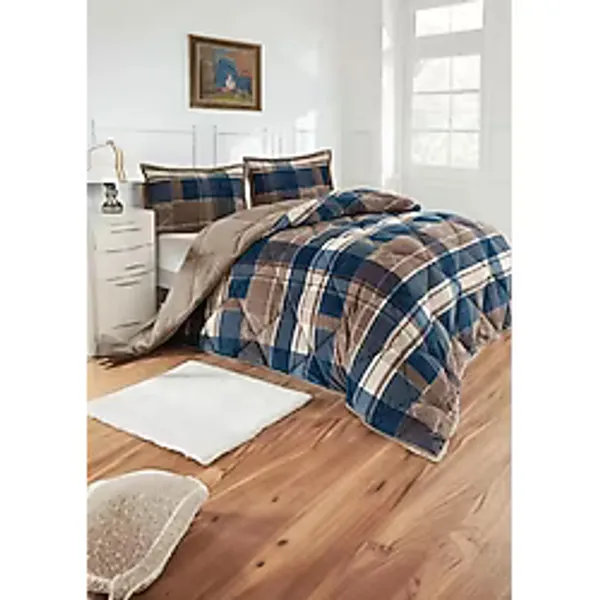 Merinos Comforter Seti Çift Kişilik Yorgan Rida Indigo 220x240 Cm
