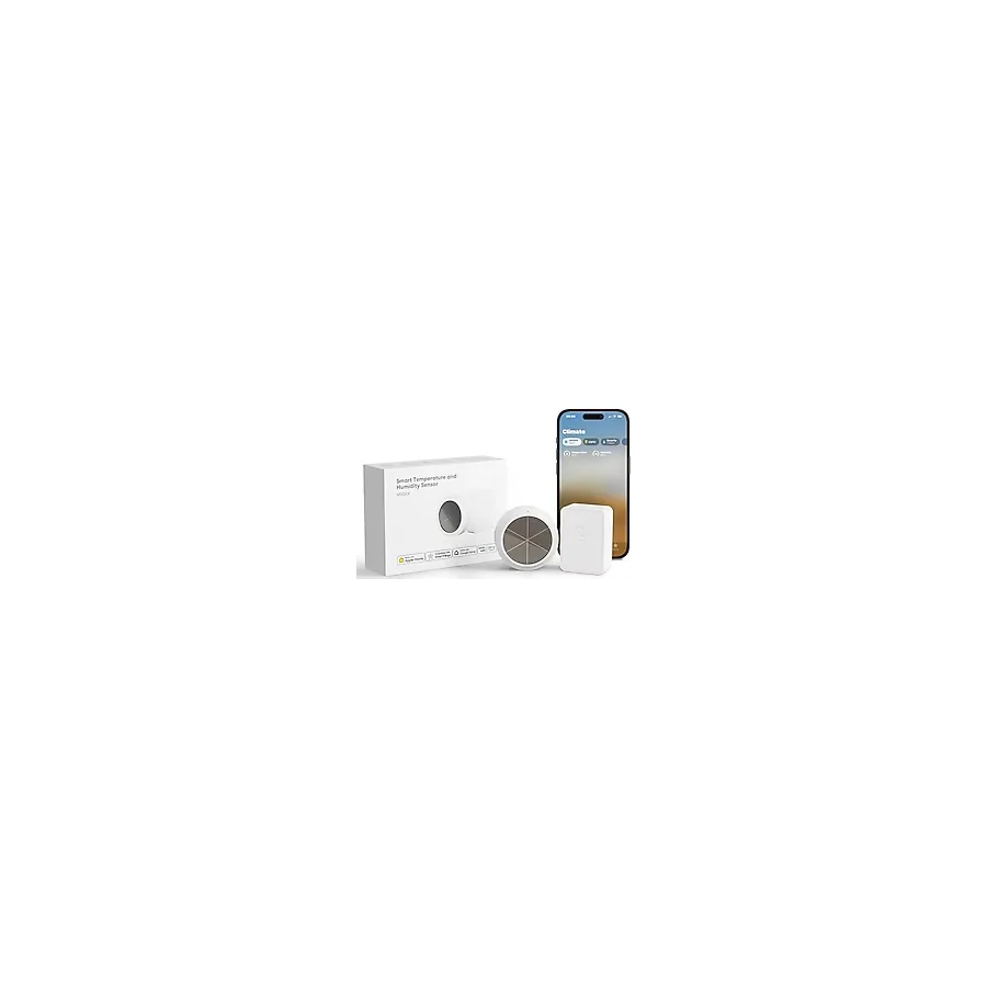 Meross WLAN higrometre iç termometre, akıllı sıcaklık ve nem ölçer, güneş enerjisi beslemeli, uygulama bildirimi, Apple HomeKit, Alexa, Google Home ile uyumlu, 1 hub ile