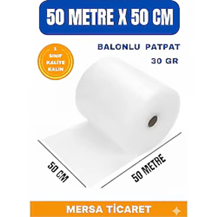 Mersa Balonlu Naylon Balonlu Poşet Patpat Havalı Naylon Pat Pat Ambalaj Pat Pat - 50 cm x 50 Metre - 50x50