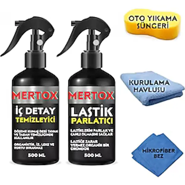 Mertox Otomobil Araç Araba Oto Temizlik Seti Iç Detay Temizleyici + Lastik Parlatıcı 2X500ML