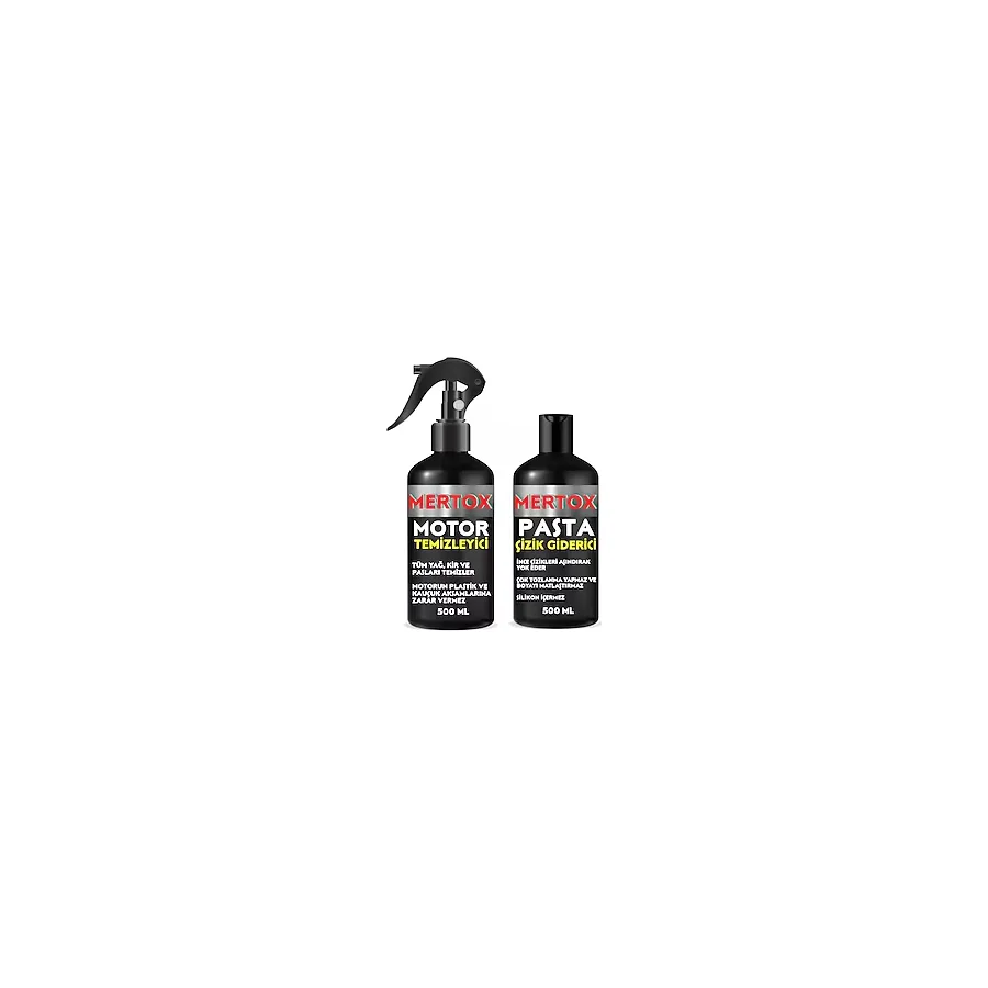 Mertox Otomobil Araç Araba Oto Temizlik Seti Ürünleri - Motor Temizleme + Ince Çizik Giderici Pasta 2X500ML Malzemeleri