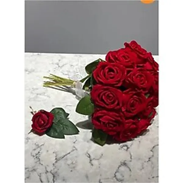 Merveparti 12'Li Gelin Buketi Kırmızı Gül Gelin Çiçeği