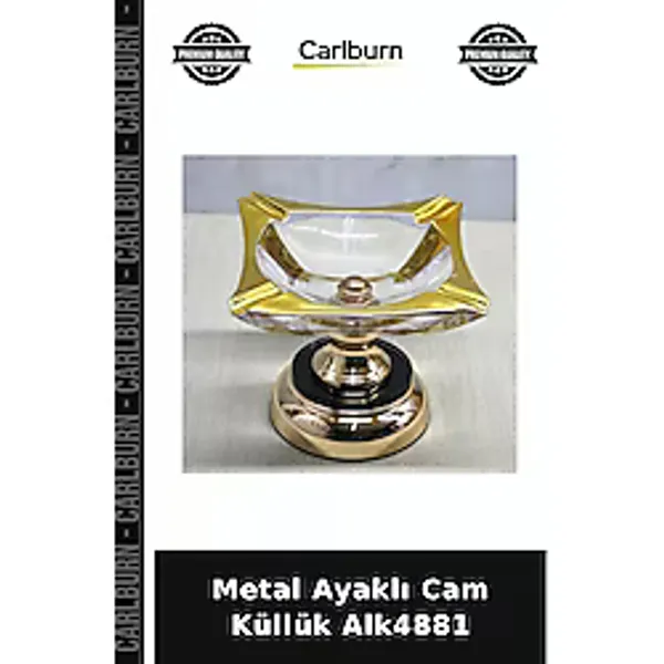 Metal Ayaklı Cam Küllük Dekor Ürünü Dekoratif Obje Masa Üstü