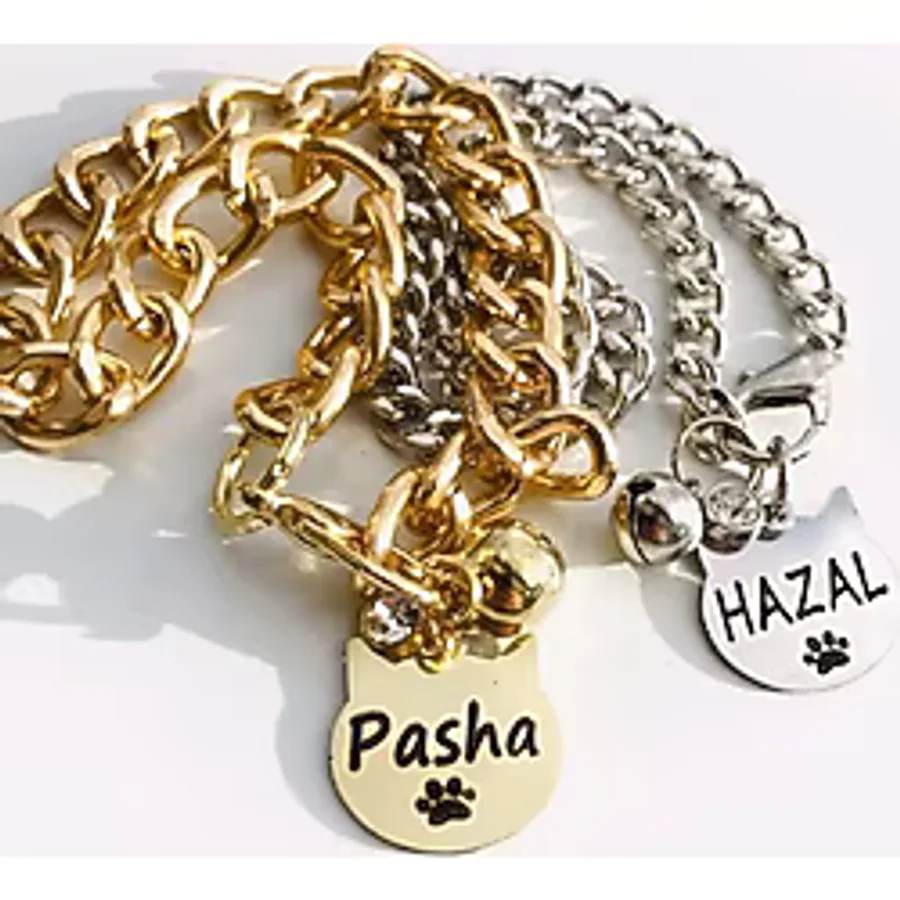 Metal Kedi Künyesi İsimli Kedi Tasması Kedi İsimliği ZİNCİRLİ