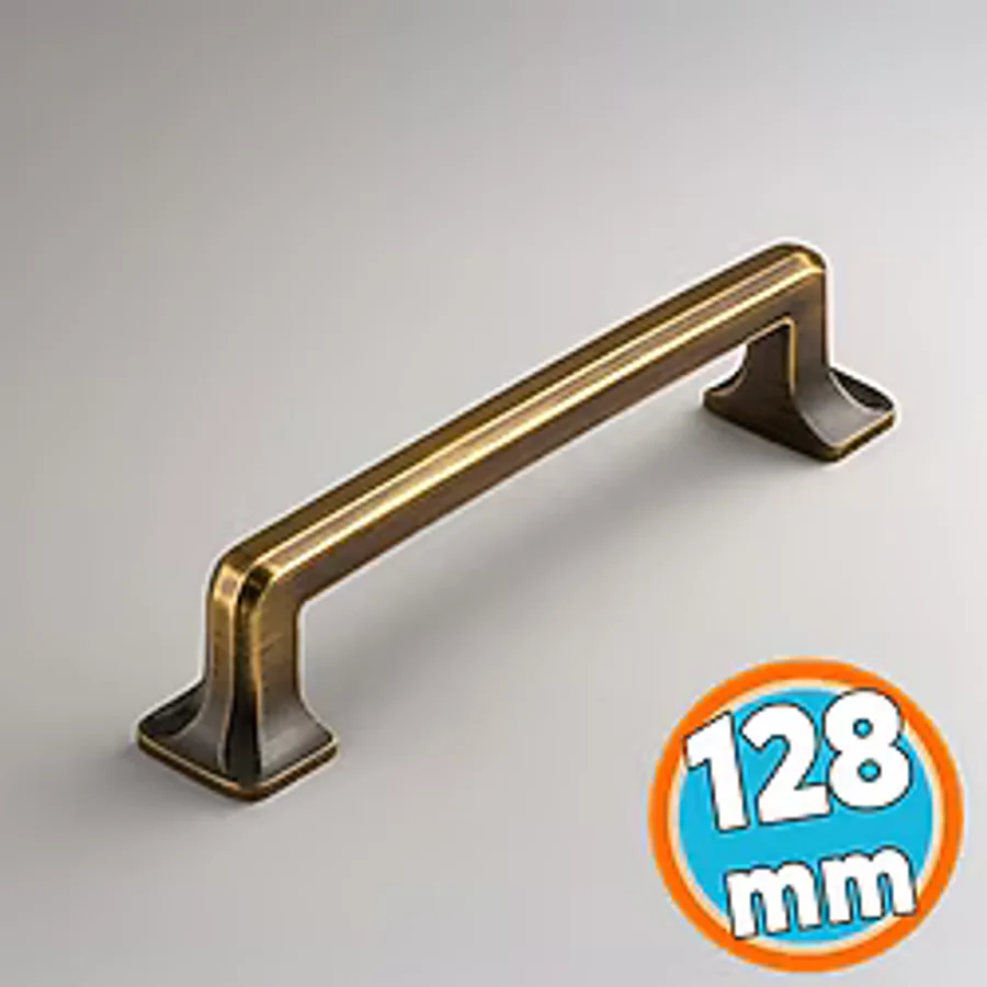 Metal Metal Mobilya Mutfak Çekmece Dolap Dolabı Kulpu Kulbu Kulpları 128 Mm Eskitme Antik Sarı