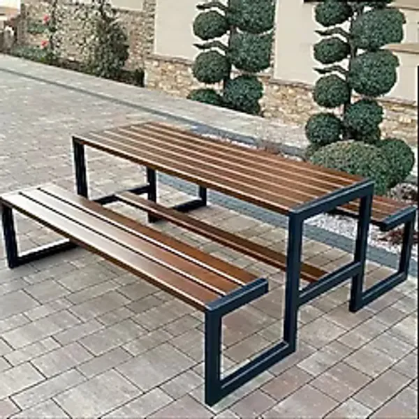 Metal Oturma Bankı Ahşaplı Bahçe Balkon Bank Masa Takımı