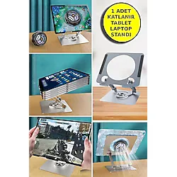 Metal Tablet Standı 360 Derece Dönebilen Yükseltilmiş Masaüstü Ayarlanabilir Katlanır