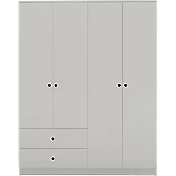 Metalia Novado Gm 077 Düğme Kulplu 2 Çekmeceli 4 Kapaklı Gardırop