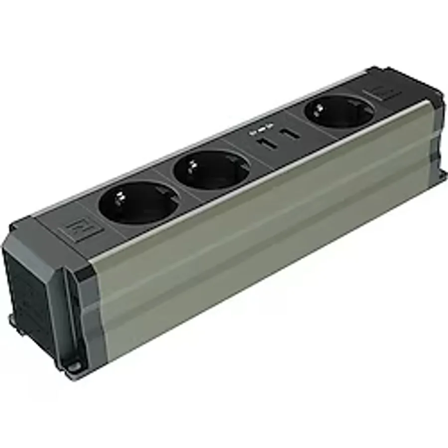 Metalline Büro-Line Sıva Üstü Bürotik Priz Kutusu USB - Şampanya Eloksal