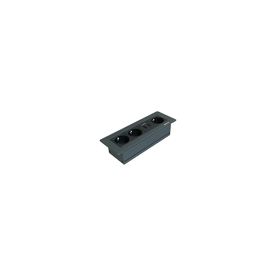 Metalline Flat-line Kapaksız Gömme Masaüstü Priz Kutusu Usb - An