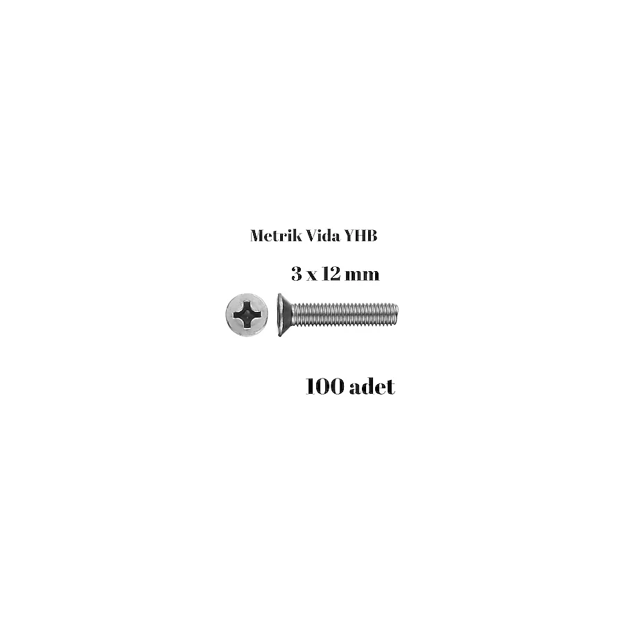 Metrik Vida Civata Yhb 3X12 Mm 100'Lü Paket Yıldız