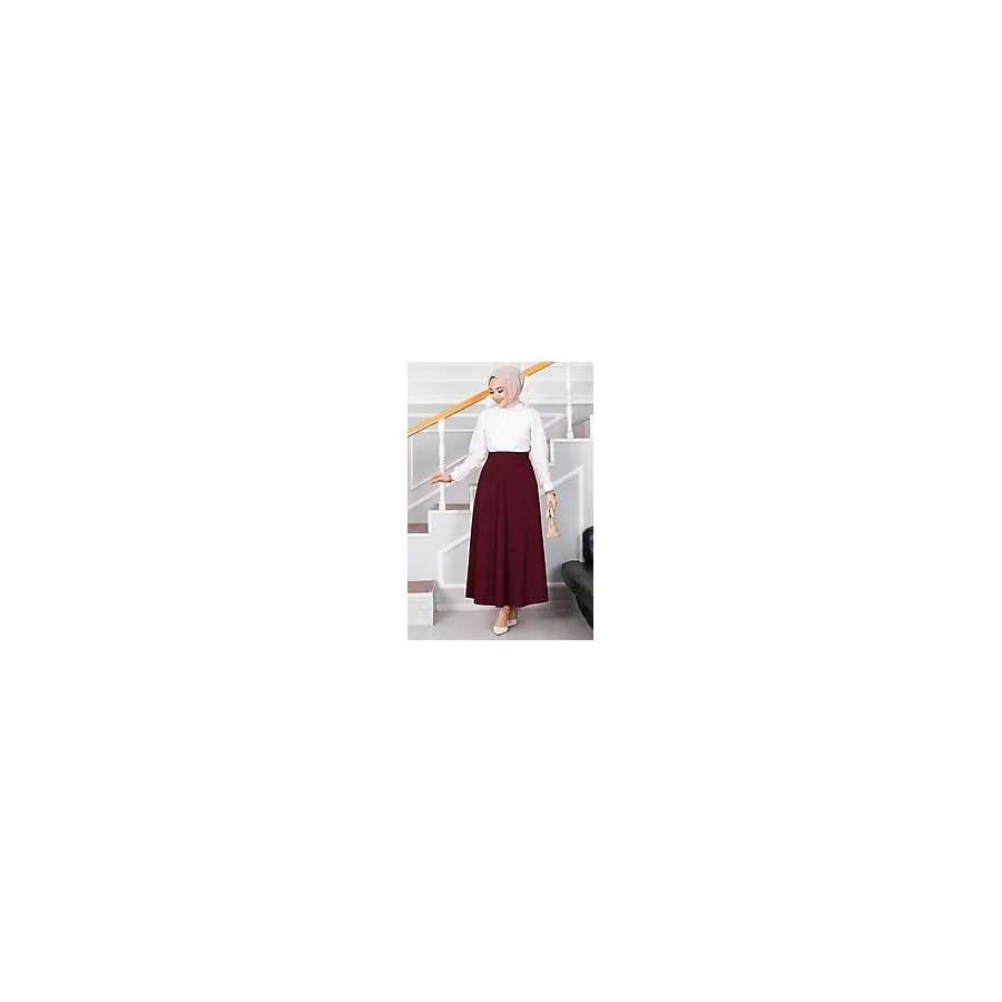 Mevlana Tesettür Etek MDS19234 - Bordo - 40