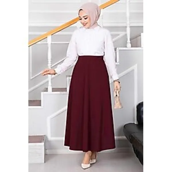 Mevlana Tesettür Etek MDS19234 - Bordo - 46