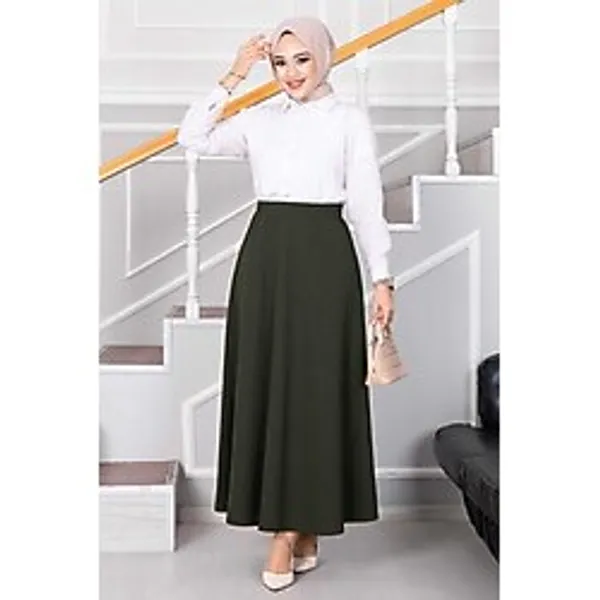 Mevlana Tesettür Etek MDS19234 - Haki - 44
