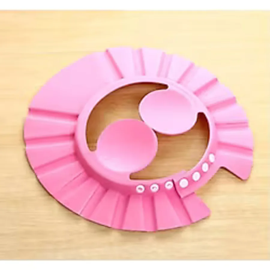 Mey İthalat Bebek Banyo Şapkası Düğmeli Kulaklıklı Pembe