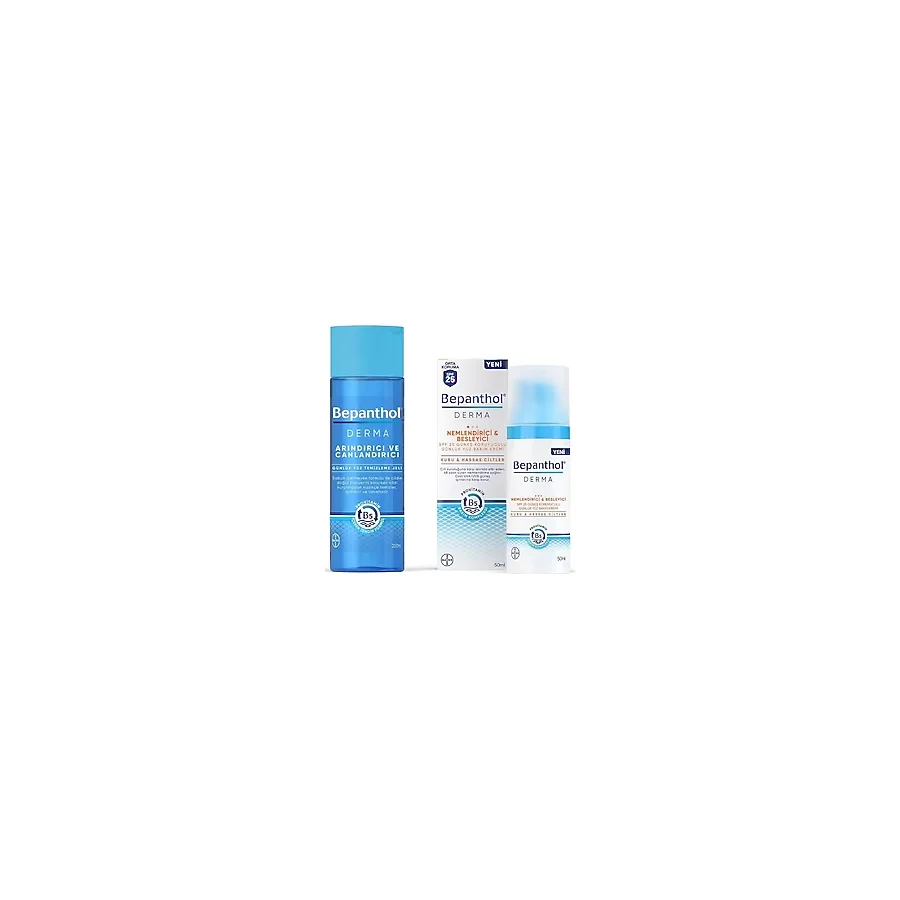 Mey İthalat Bepanthol Derma Nemlendirici & Besleyici Spf 25 Günlük Yüz Kremi 50ML + Derma Arındırıcı & Canlandırıcı Günlük Yüz Temizleme Jeli 200ML