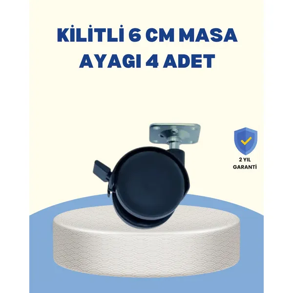 Mey İthalat Kilitli Mobilya Tekerleği 6 Cm 4'Lü Kolay Kurulum
