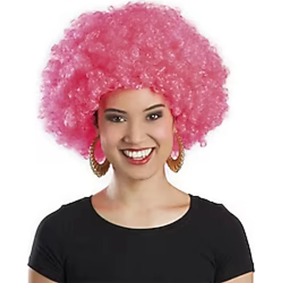 Mey İthalat Pembe Renk Kıvırcık Afro Bonus Peruk