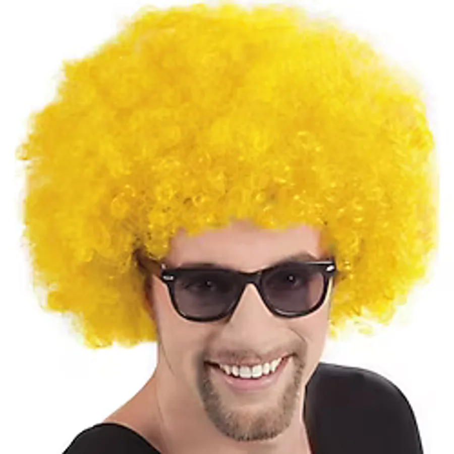 Mey İthalat Sarı Renk Kıvırcık Afro Bonus Peruk
